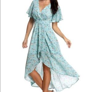 ⚜️Azalosie Wrap Maxi Dress Flowy Slit NWT Large